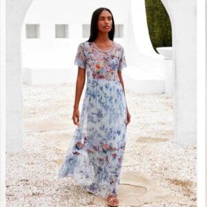 Johnny Was Logan Tiered Mesh Dress L